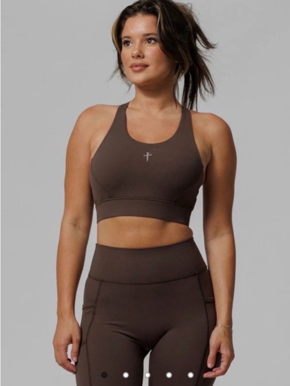 THREE NAILS Crossback Sports Bra Woodland Brown SIZE: SMALL